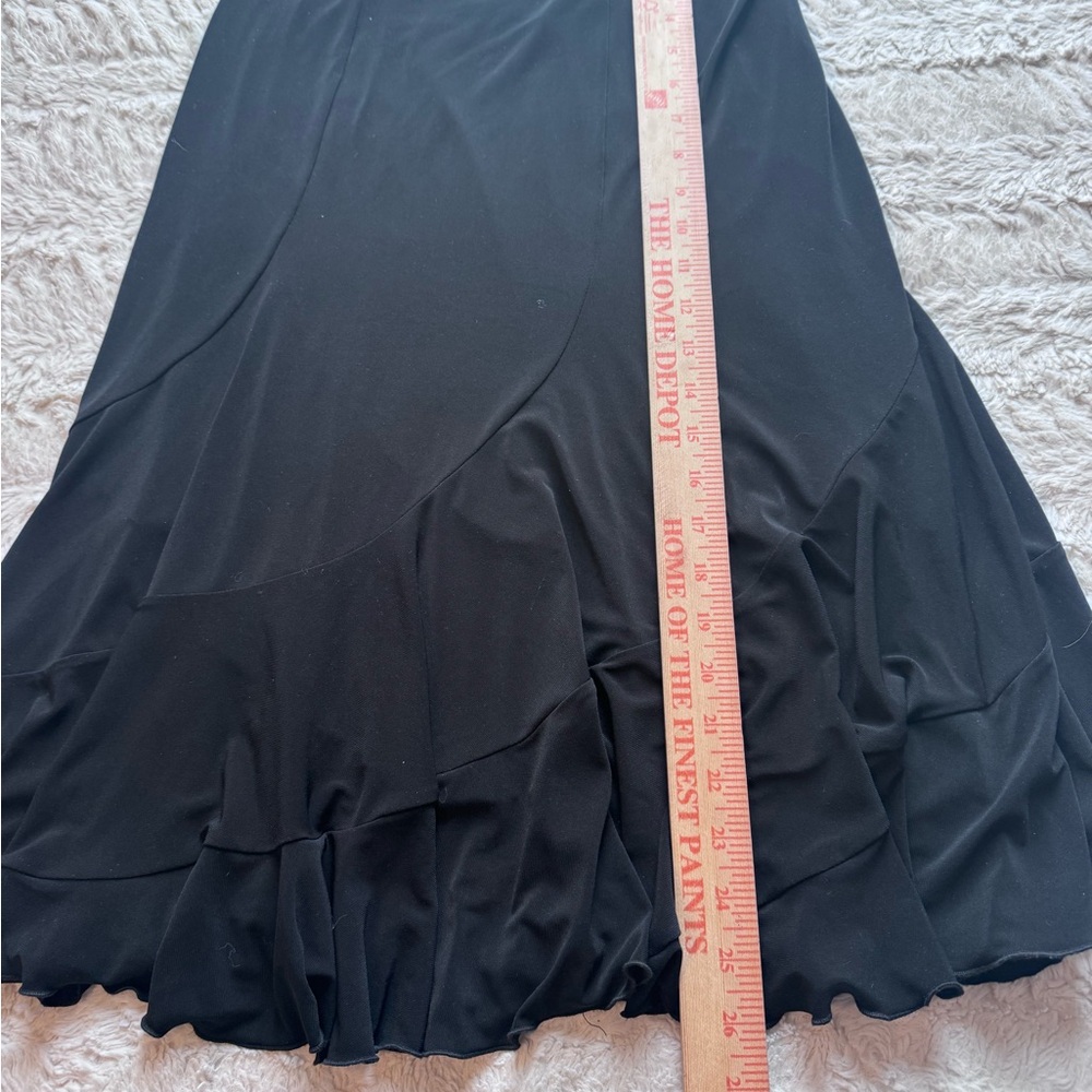 Vintage Joseph Ribkoff Black Asymmetrical Ruffle Skirt Size 4 Midi A-Line - Picture 4 of 6